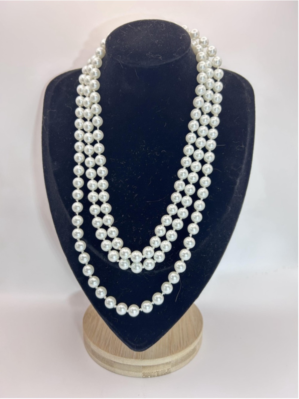 Necklace White Imitation Pearl Beaded Endless Strand Classic Layering Womens